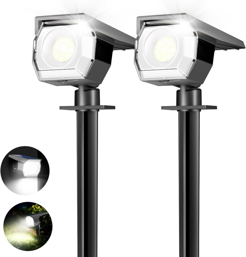 Peasur 2 Pack Solar Spot Lights Outdoor, Solar Spotlights Outdoor Waterproof 2-in-1 Auto On/Off Landscape Lighting for Outside Yard Wall Garden Pathway - Image 1